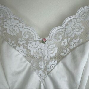 Vintage Union Made Sears White Floral Lace Satin Camisole Daye Rose